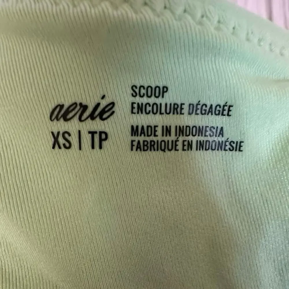 Aerie Womens Size XS Swim Bikini Top Lime Green Twist‎ Knot Front Wide Band NWT - Picture 7 of 7